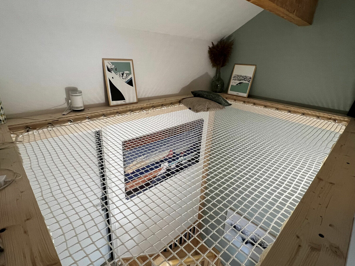 Filet mezzanine interieur cadre bois