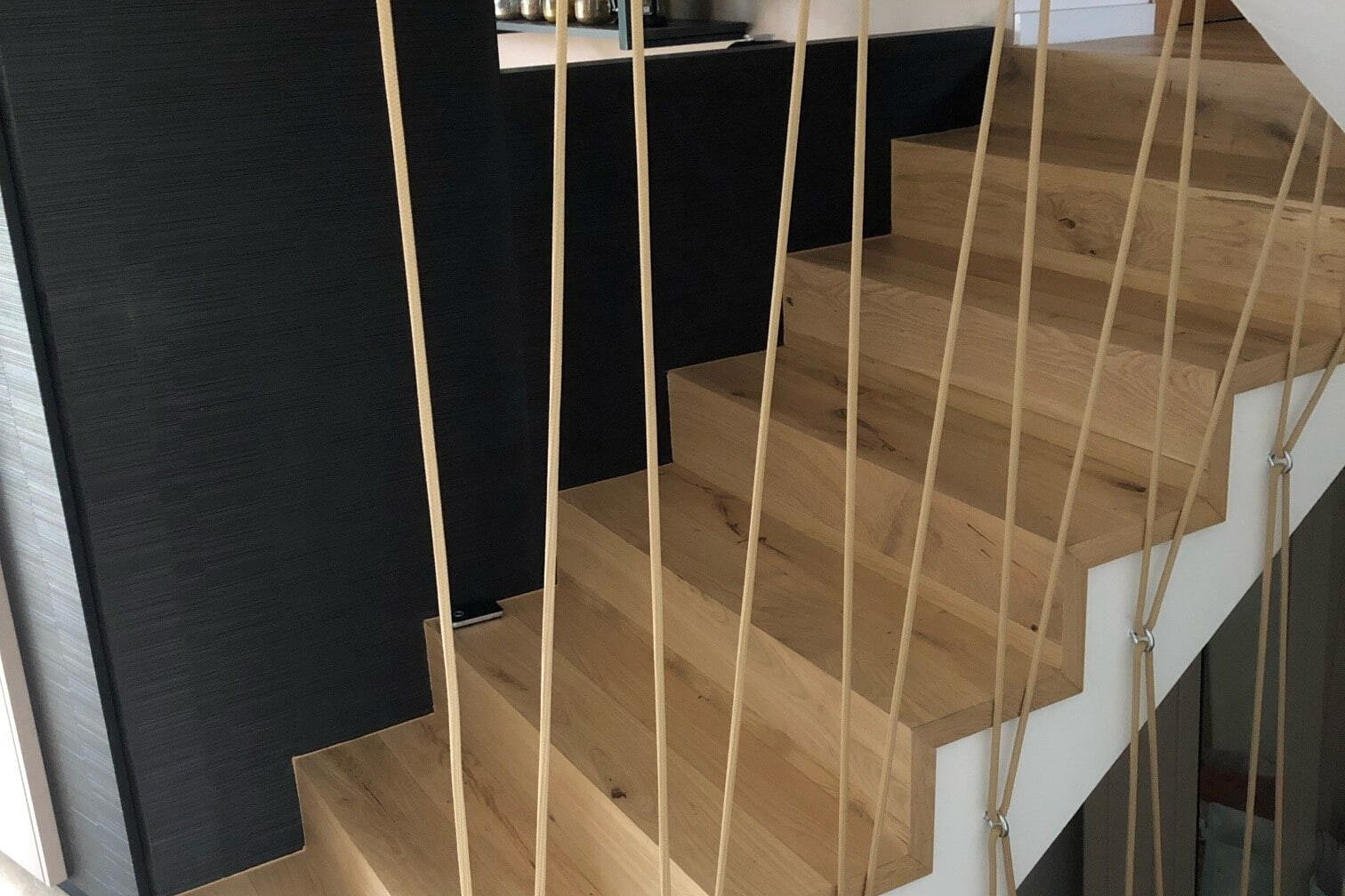 Filet garde corps interieur escalier cordage