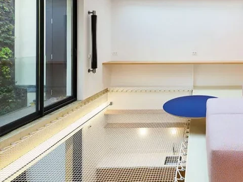 filet mezzanine interieur blanc maille 30x30