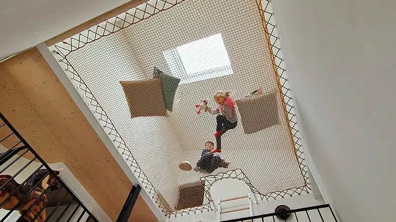 filet Maille 30x30 beige avec découpe passage echelle laçage double