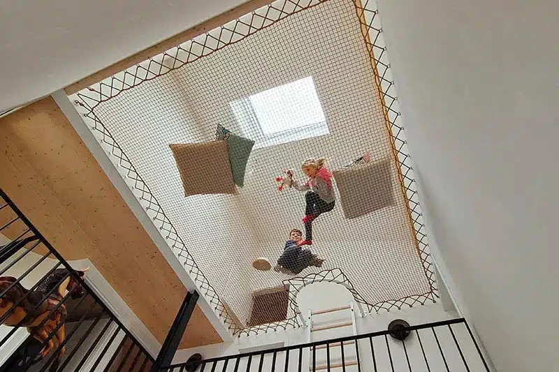 filet Maille 30x30 beige avec découpe passage echelle laçage double