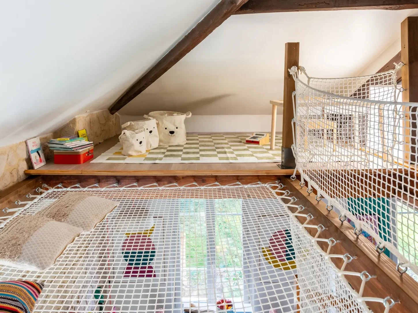 filet mezzanine Feelnets sur mesure avec garde corps escalier