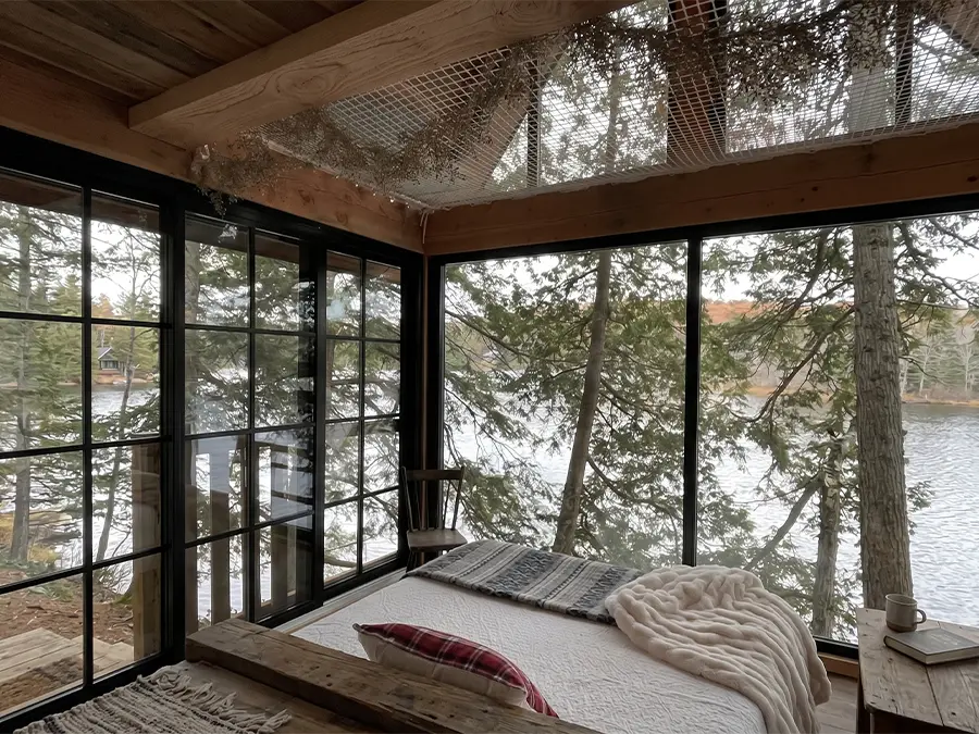 rete su misura in camera d'albergo chalet